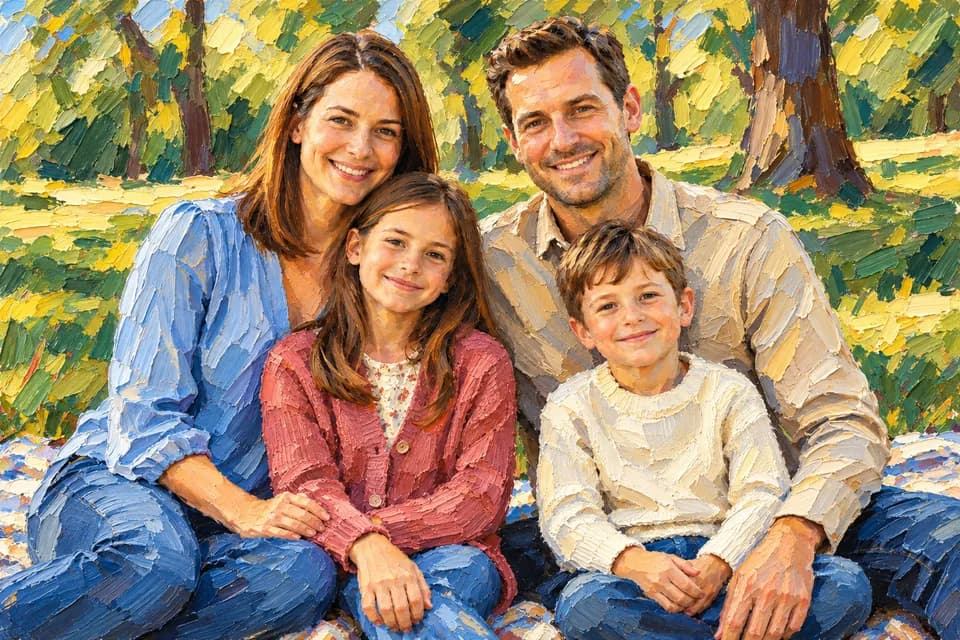 Family Photo in Palette Knife Style — Palette Knife result generated with ImgtoImg