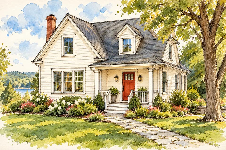 House Photo in Ink and Watercolor — Ink & Watercolor result generated with ImgtoImg