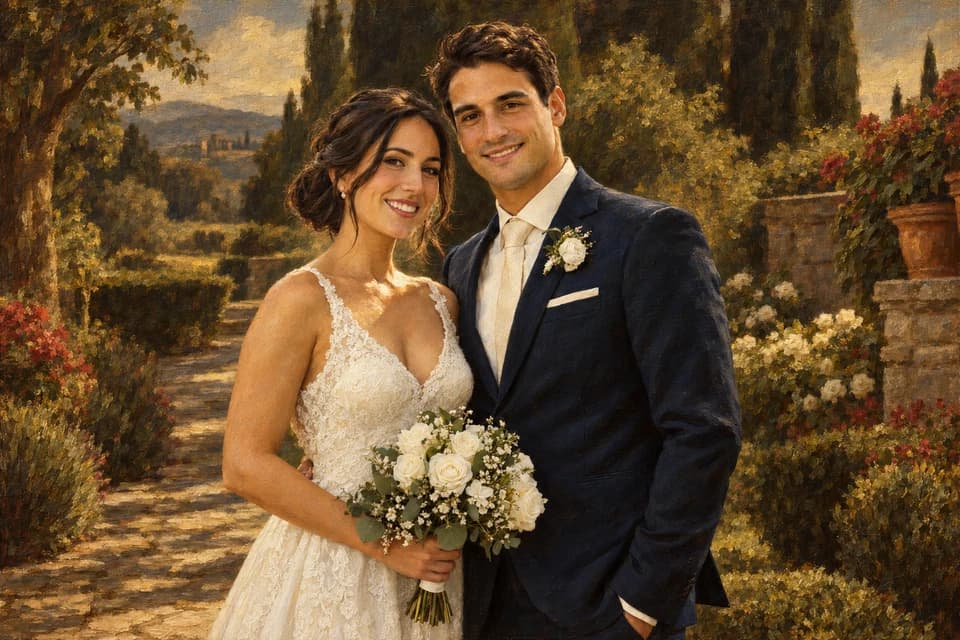 Wedding Photo in Classical Oil Style — Classical Oil result generated with ImgtoImg